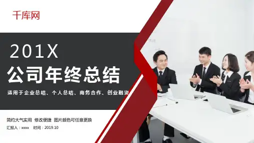 红色大气企业公司年终总结PPT模板