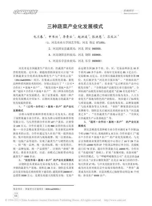 三种蔬菜产业化发展模式