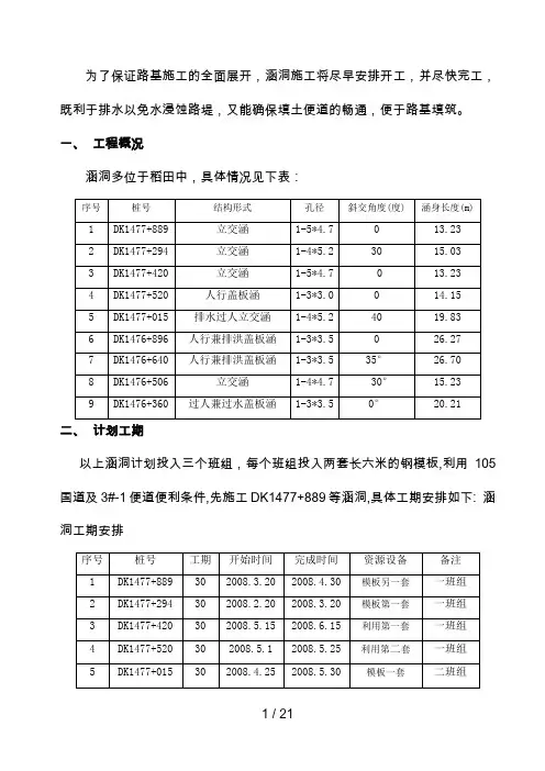 盖板涵施工方案