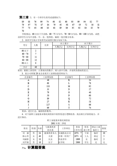 统计学计算题 2