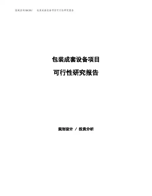 2020年包装成套设备项目可行性研究报告