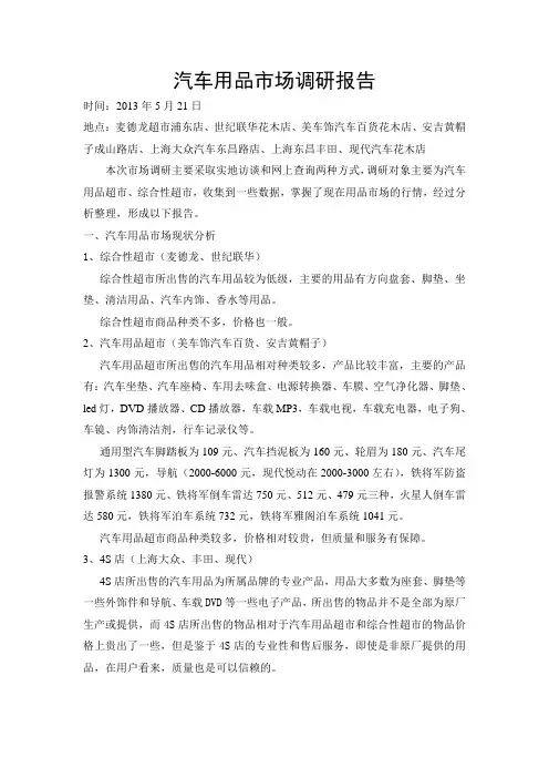 汽车用品市场调研报告