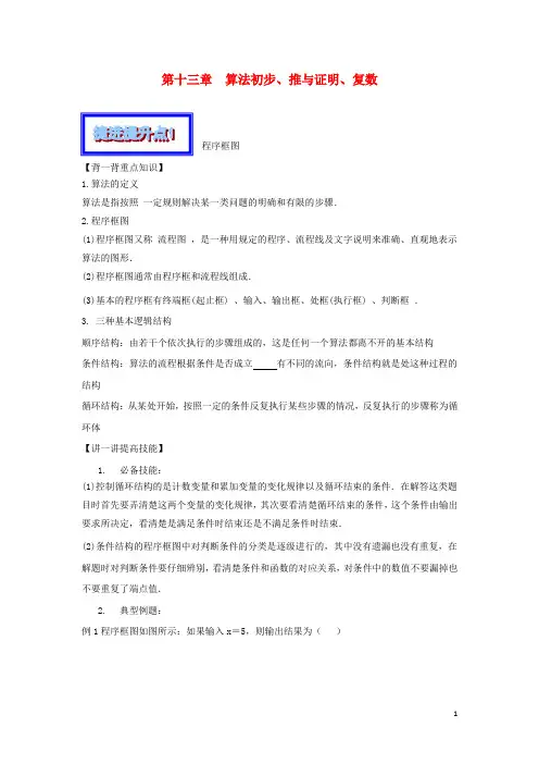 2016年高考数学 中等生百日捷进提升系列 专题13 算法初步、推理与证明、复数(含解析)