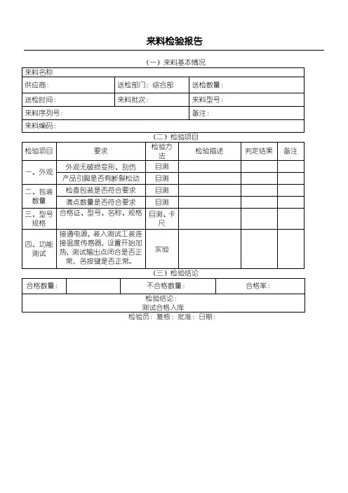 质检单模板