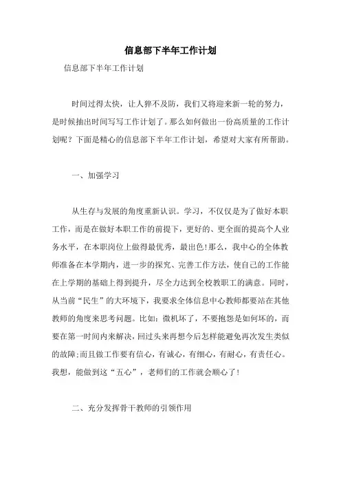 信息部下半年工作计划