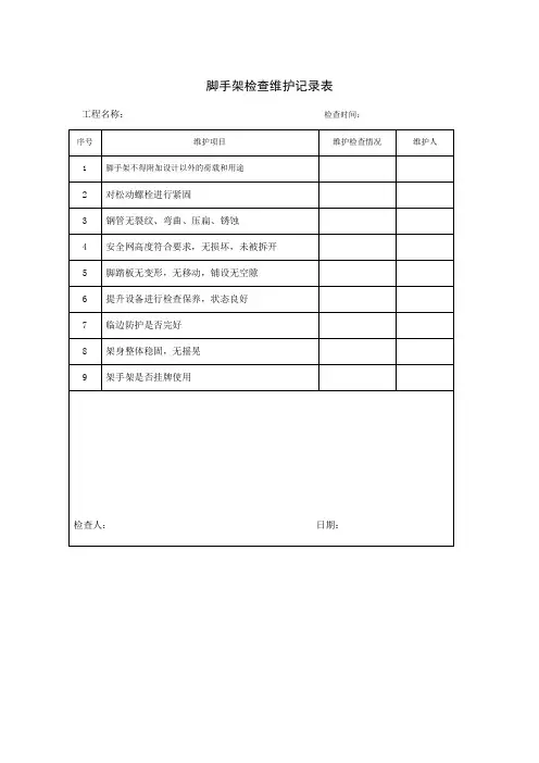 脚手架检查维护记录表