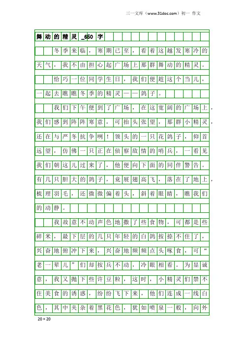 初一作文：舞动的精灵_650字