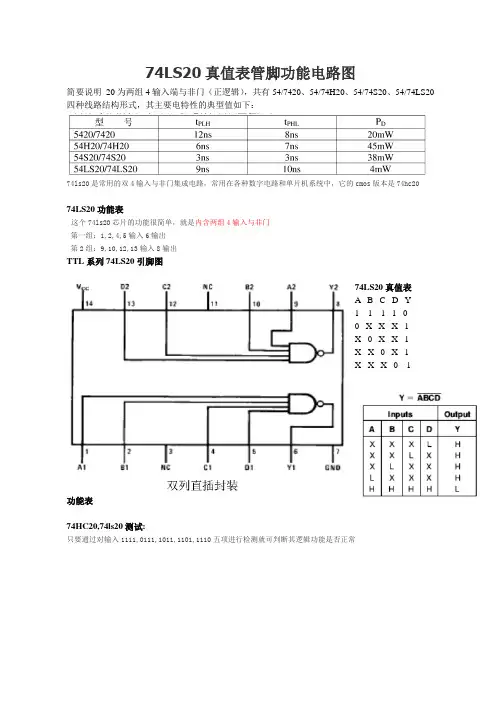 74ls20真值表管脚功能电路图