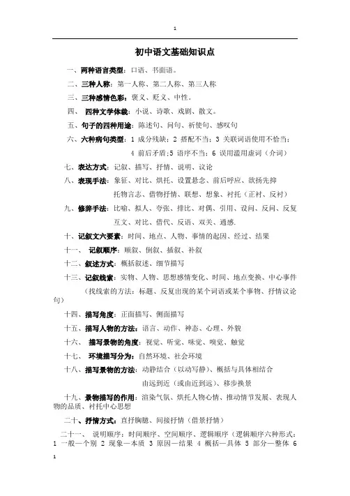 初中语文基础知识点