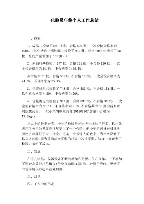 化验员年终个人工作总结