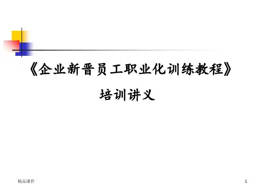新人培训-企业新晋员工职业化训练教程(员工培训经典教程)