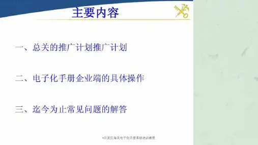 开发区海关电子化手册系统培训教程