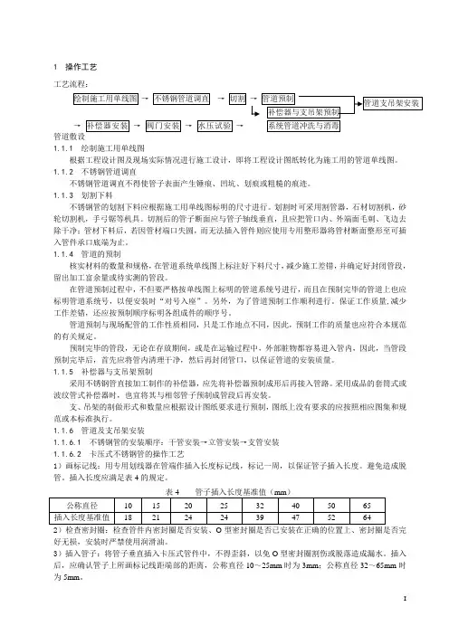 卡压不锈钢管的施工方案
