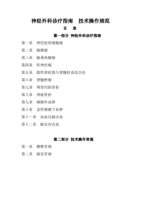 神经外科诊疗指南  技术操作规范