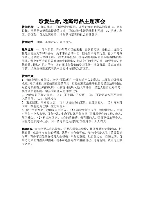 珍爱生命,远离毒品主题班会
