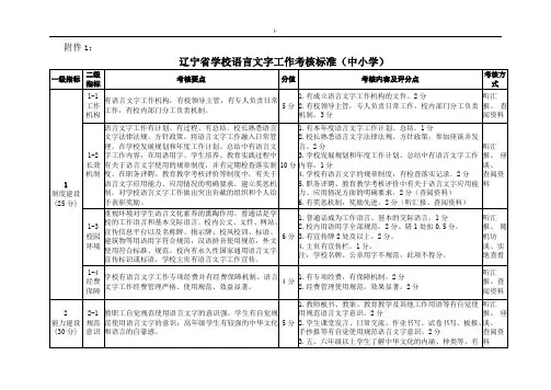 辽宁地区学校语言学习知识文字工作考核规范标准