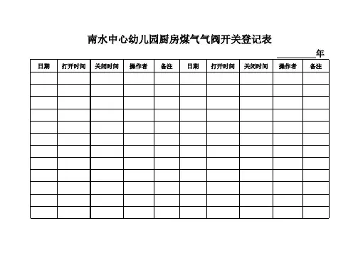 厨房煤气气阀开关登记表