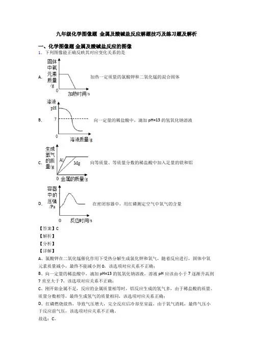 九年级化学图像题 金属及酸碱盐反应解题技巧及练习题及解析