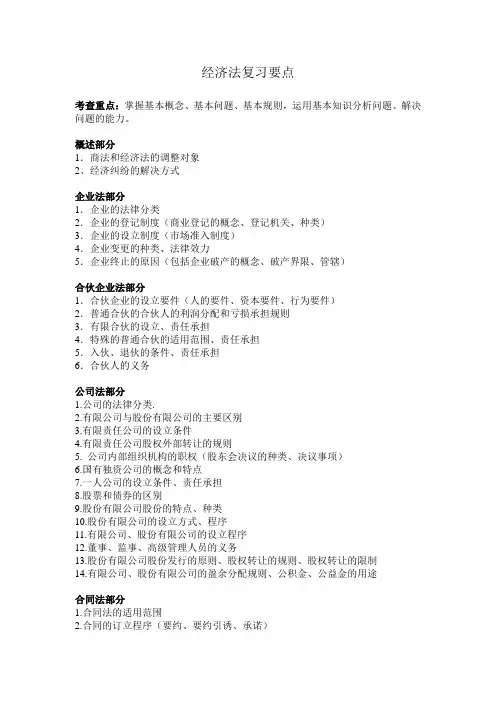 经济法复习要点