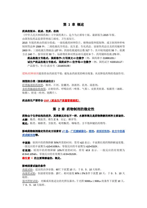 复习提纲-药物制剂技术