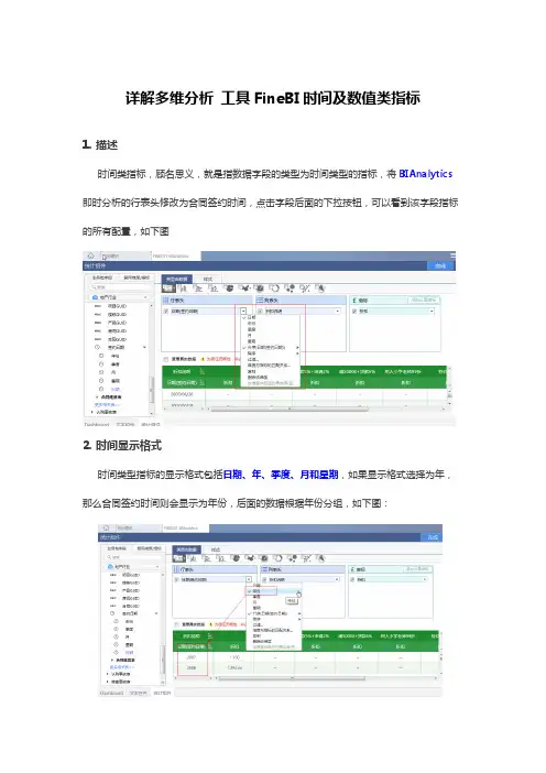 详解多维分析 工具FineBI时间及数值类指标