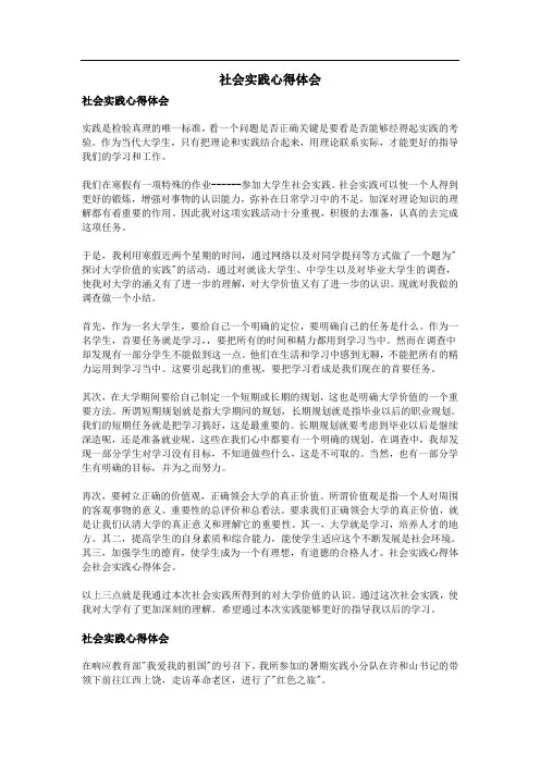 社会实践心得体会 2