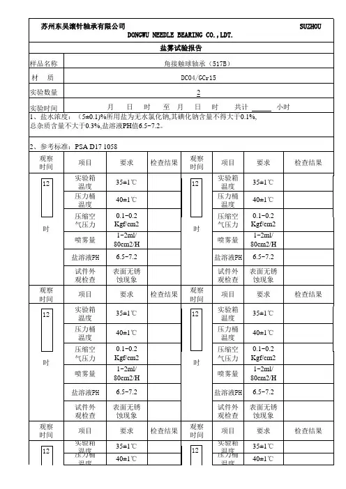 盐雾测试报告 2