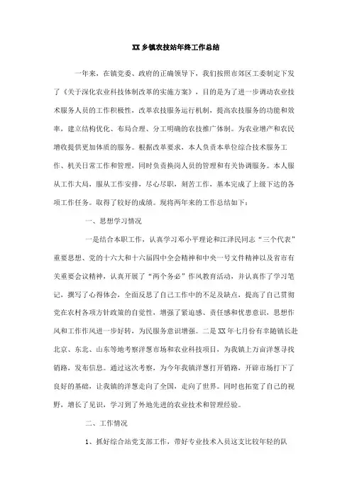 XX乡镇农技站年终工作总结