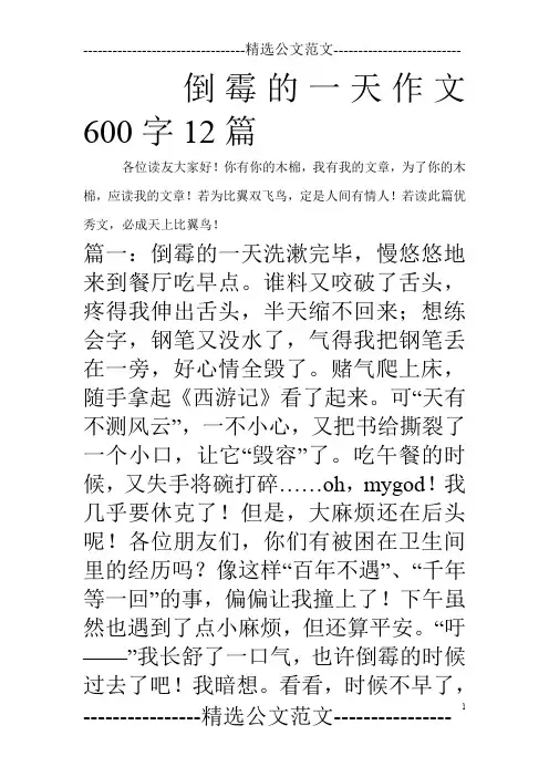 倒霉的一天作文600字12篇