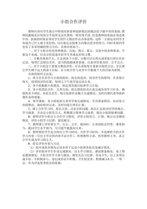 小组合作评价