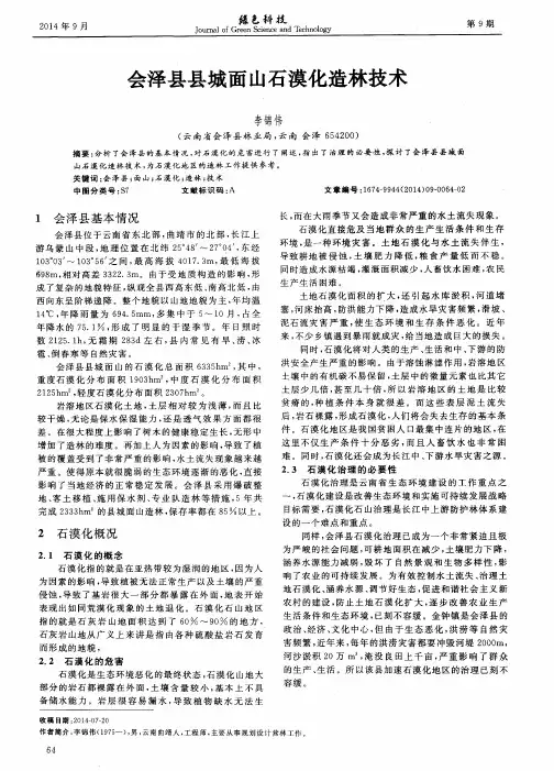会泽县县城面山石漠化造林技术