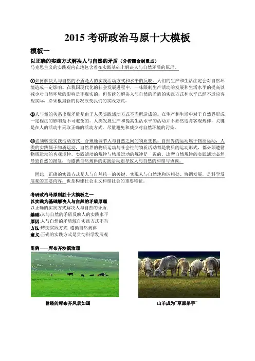 2015李海洋老师考研政治马原完整十大模板
