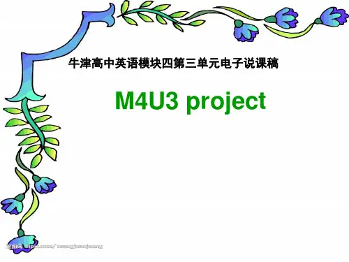 牛津高中英语必修Ⅳ牛津译林版Unit3课件(共19张PPT模板)project_说课课件