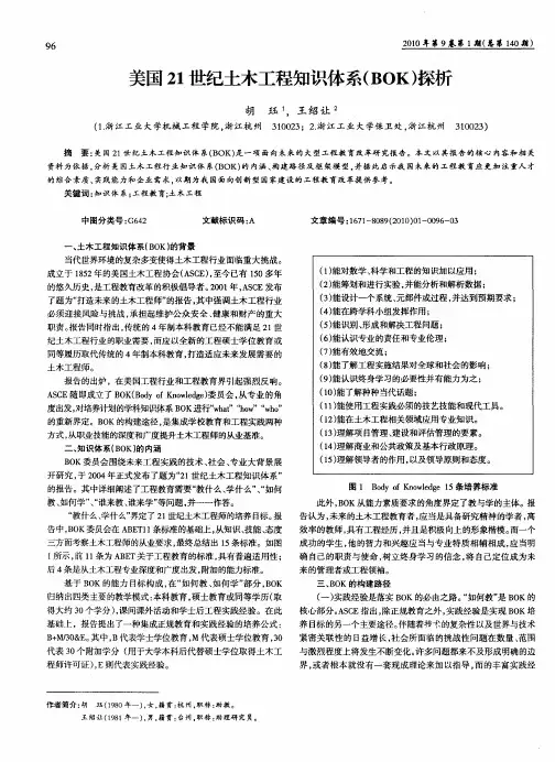 美国21世纪土木工程知识体系(BoK)探析