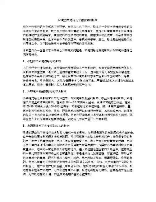 环境因素对胎儿大脑发育的影响