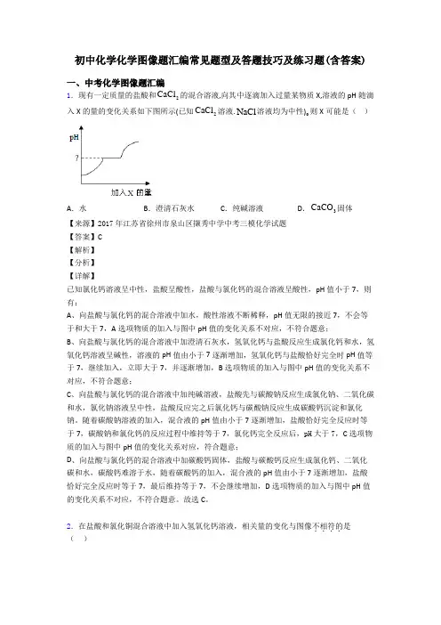 初中化学化学图像题汇编常见题型及答题技巧及练习题(含答案)