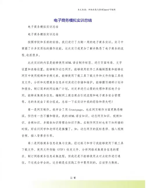电子商务模拟实训总结