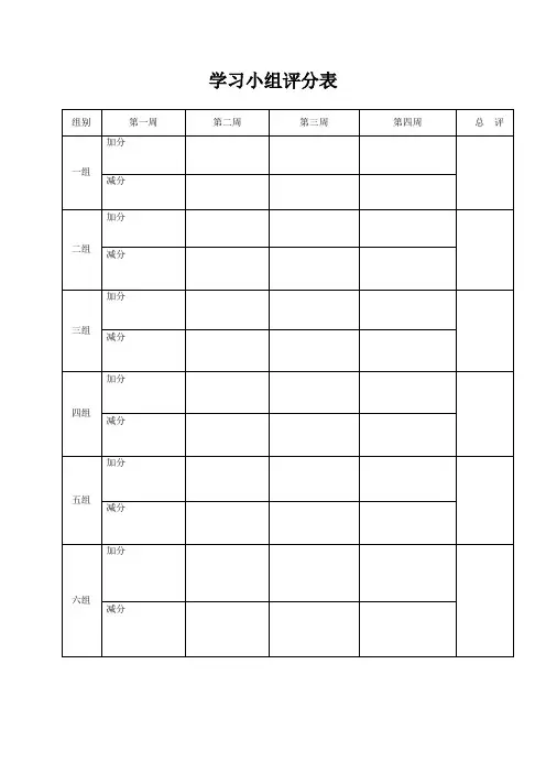 学习小组评分表