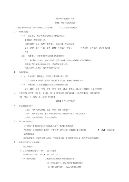 八年级化学上册知识点