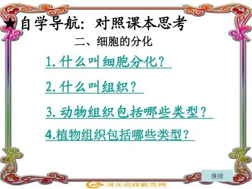 七年级上册生物第三节细胞的分裂与分化第二课时