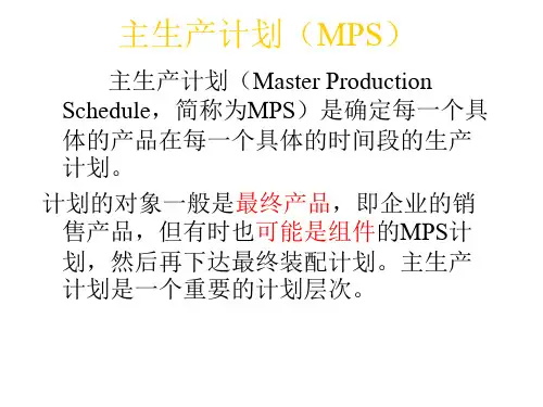MPS生产计划管理概论