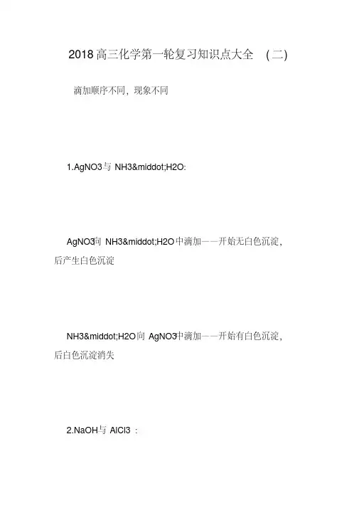 2018高三化学第一轮复习知识点大全(二)