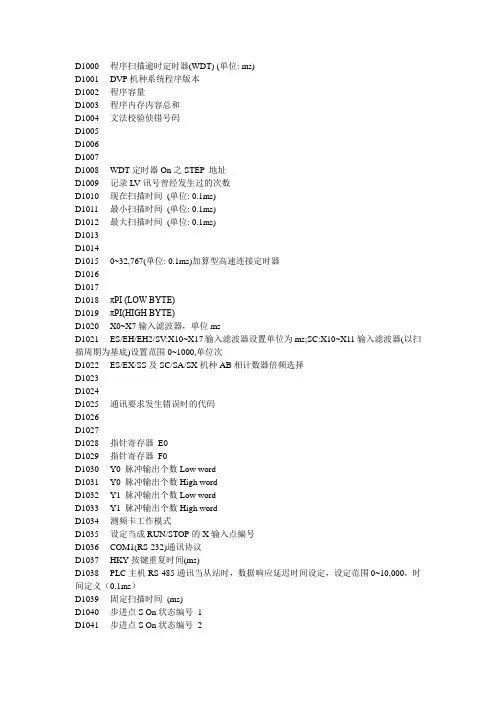 台达特殊寄存器