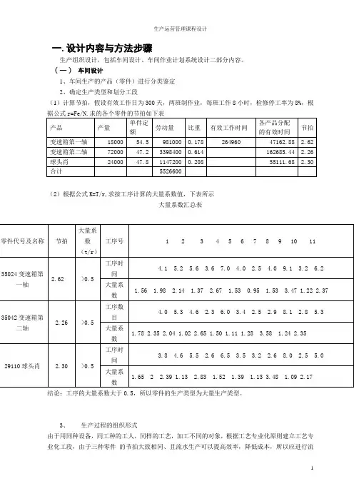 (运营管理)生产运营管理课程设计