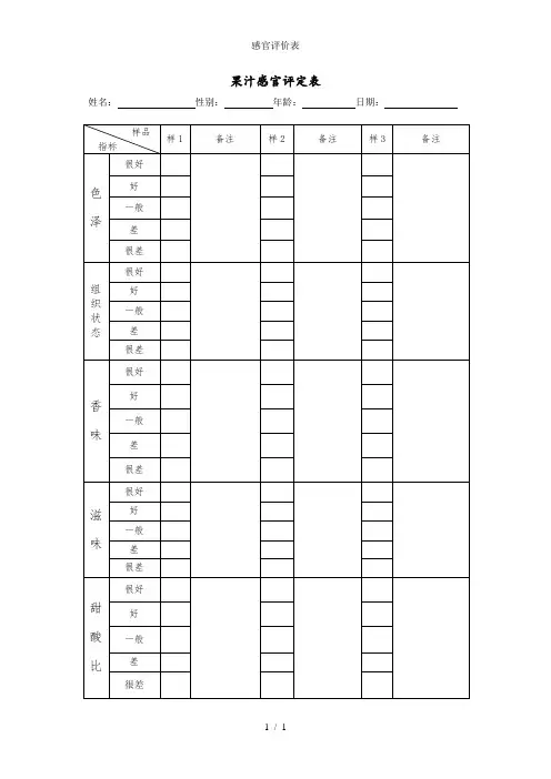 感官评价表