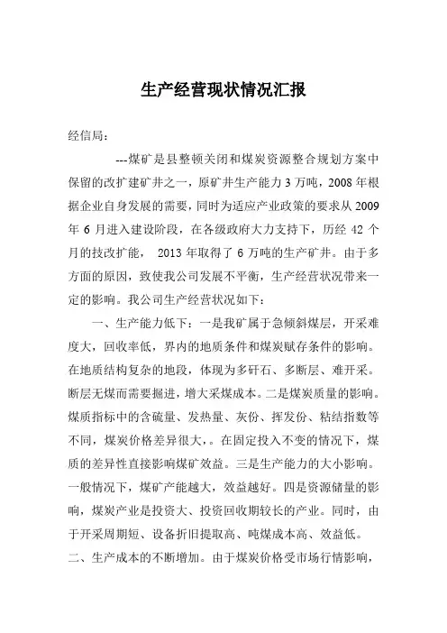 生产经营状况汇报