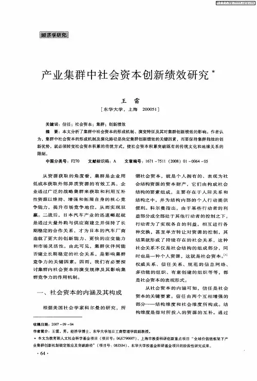 产业集群中社会资本创新绩效研究