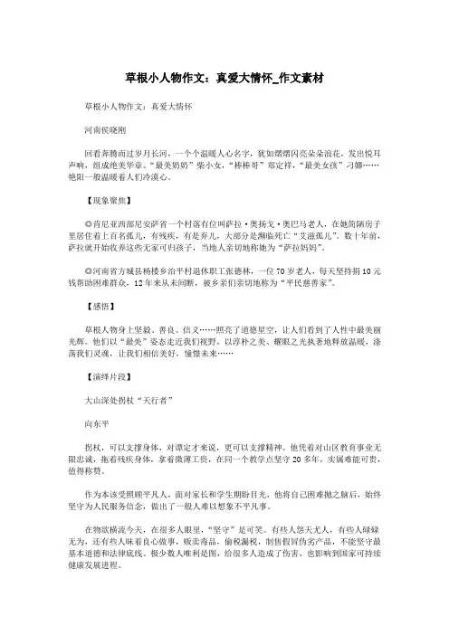 草根小人物作文：真爱大情怀_作文素材.doc