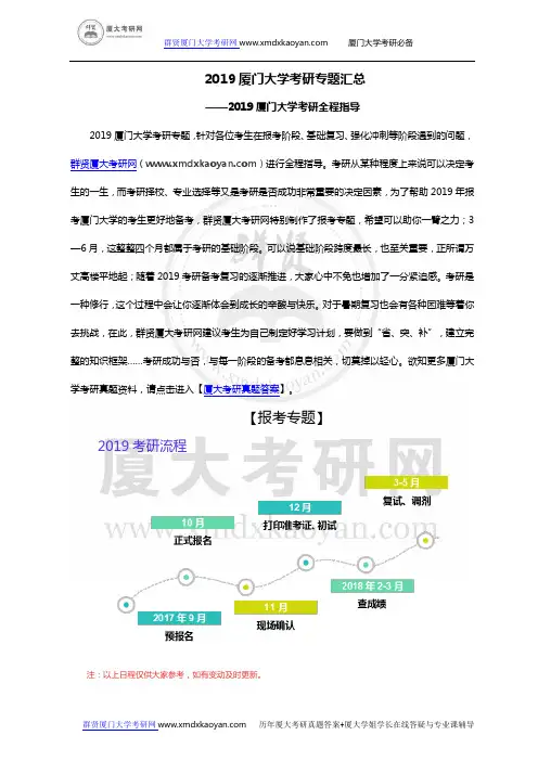 2019厦门大学考研报考专题汇总-2019厦门大学考研报考指南-厦大考研备考攻略-考研如何择校择专业？