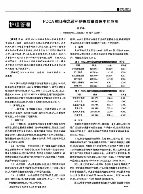 PDCA循环在急诊科护理质量管理中的应用